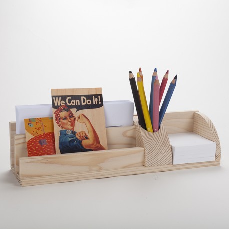 Organiseur de bureau en bois grande capacité porte-stylo pour