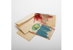 2 cartes postales en bois "fleur et forêt"