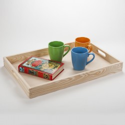 Grand plateau de service 55 x 37 cm bois brut