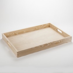 Grand plateau de service 55 x 37 cm bois brut