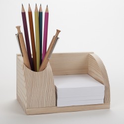 Petit organisateur de bureau en bois brut