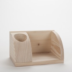 Petit organisateur de bureau en bois brut