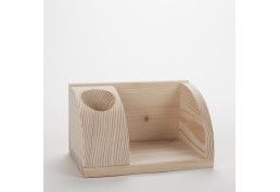 Petit organisateur de bureau en bois brut