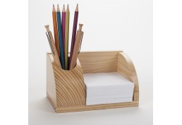 Petit organisateur de bureau en bois verni