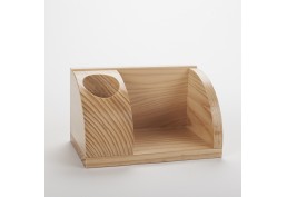 Petit organisateur de bureau en bois verni