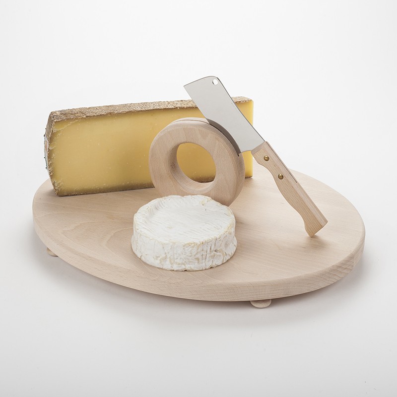 Plateau à fromage en hêtre et couperet
