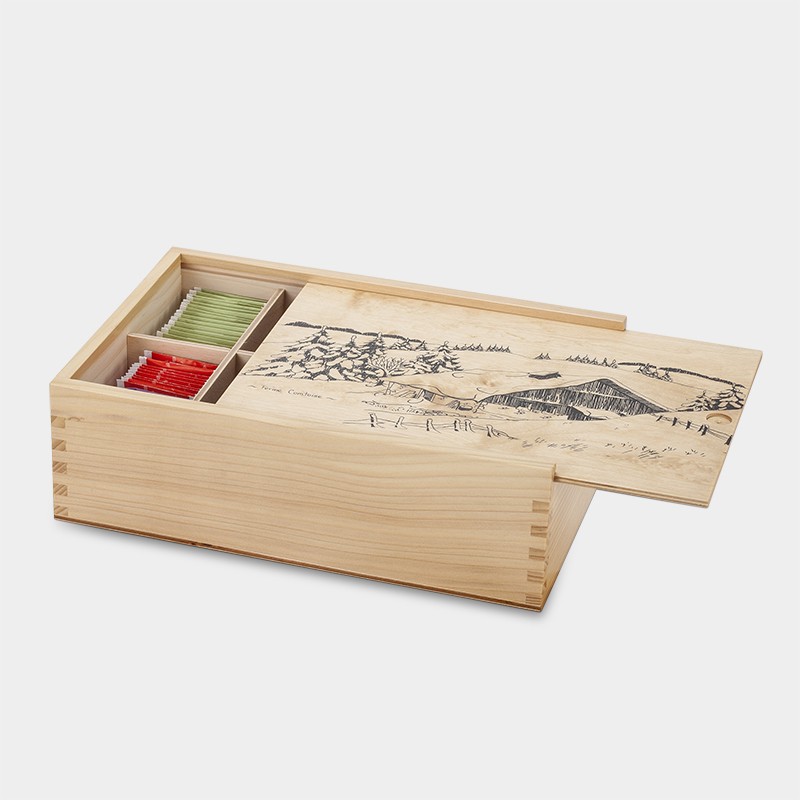 Coffret pour tisanes en bois avec illustration Valverbe