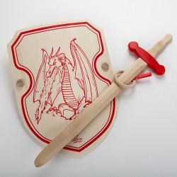 Bouclier dragon et épée en bois