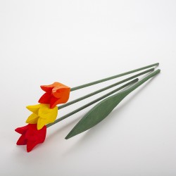 Bouquet tulipes en bois 3 fleurs