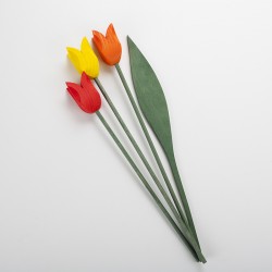 Bouquet tulipes en bois 3 fleurs