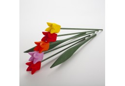 Bouquet tulipes en bois 5 fleurs