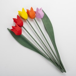 Bouquet tulipes en bois 5 fleurs