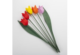 Bouquet tulipes en bois 5 fleurs