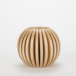 Vase Cache Cache bois boule frêne H 15 x diamètre 18 cm