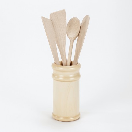Lot pot verni et ustensiles de cuisine en bois Lot pot verni et ustensiles de cuisine en bois