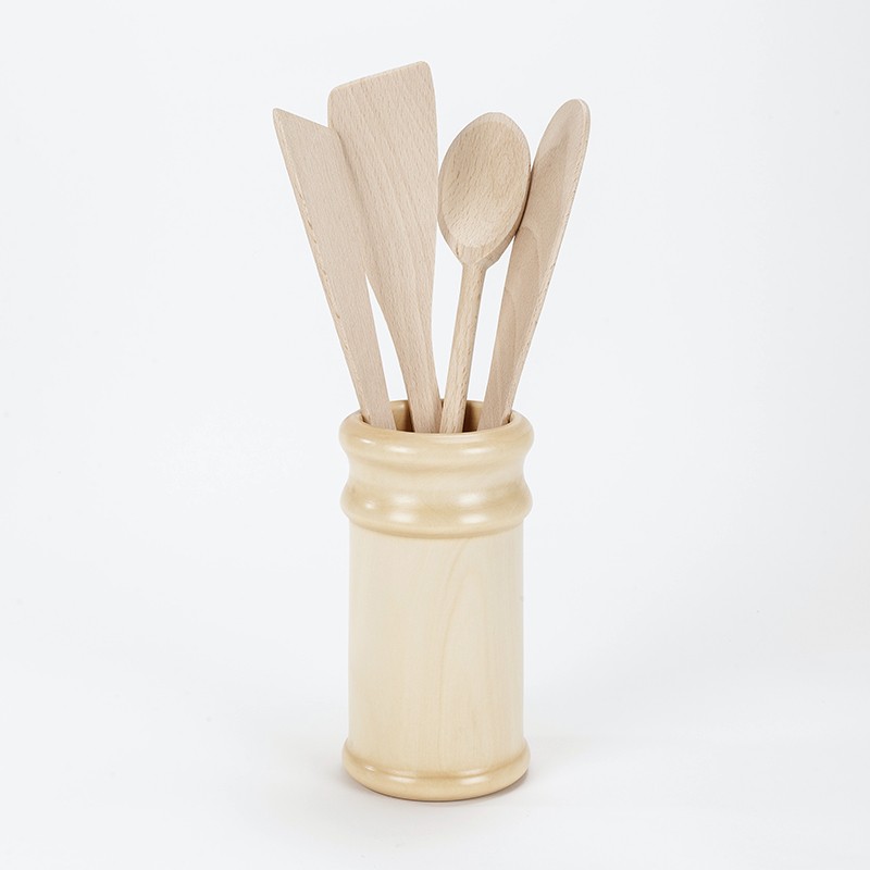 Lot Pot Verni Et Ustensiles De Cuisine En Bois