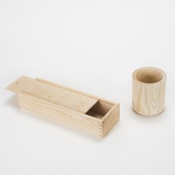 Lot plumier et pot crayon en bois