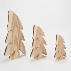 Lot de 3 sapin bois & écorce asymétrique (21, 30, 40 cm)