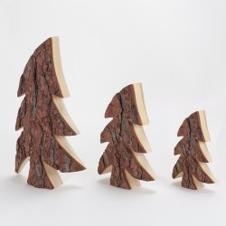 Lot de 3 sapins bois & écorce asymétriques (21, 30, 40 cm)