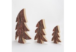 Lot de 3 sapin bois & écorce asymétrique (21, 30, 40 cm)