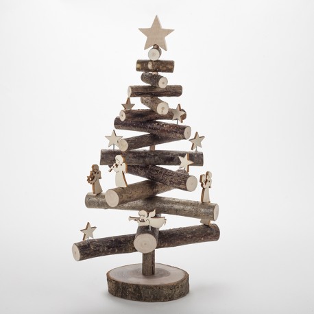 Sapin rondins décoré (H32 cm)