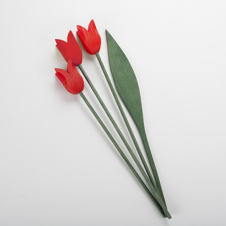 Bouquet 3 tulipes rouges en bois