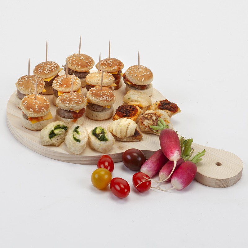 Planche petite en bois pour brunch, mini pizzas ou mini tartes