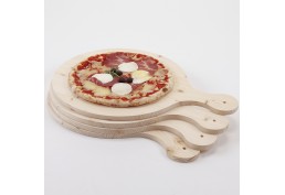 Ensemble 4 planches en bois avec pizza, fabriqué en France