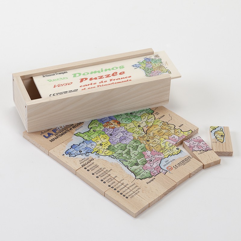 Puzzle Carte de France en bois. Vente jouet enfant fabrication