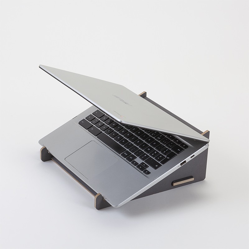 Support pour ordinateur portable gris foncé en bois