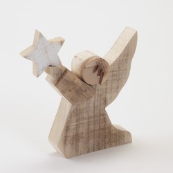 Ange avec étoile en bois 28 cm