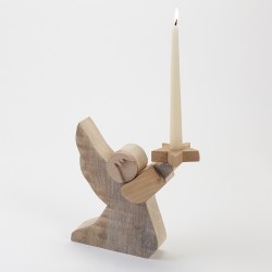 Ange en bois avec bougie 25,5 cm