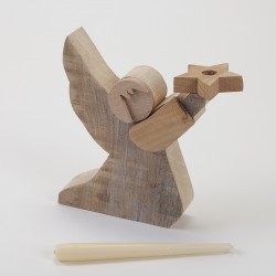 Ange en bois avec bougie 25,5 cm