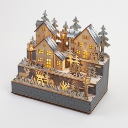 Lampe Village hivernal en bois 3 niveaux