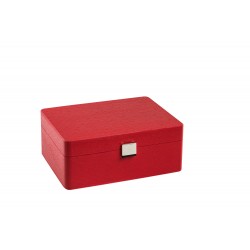 Boîte à bijoux 20 cm en bois teinté rouge