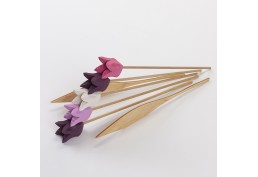 5 tulipes en bois couleur rose, violet, blanc