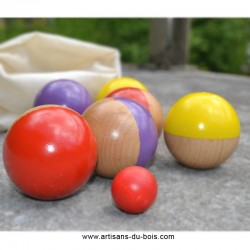 JEU DE PÉTANQUE 6 BOULES EN BOIS LAQUÉ