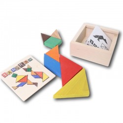 Jeu casse-tête Tangram couleur en bois - CASSE-TÊTE - BOUTIQUE JOUET