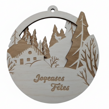 Boule chamois joyeuses fêtes diam 14 cm